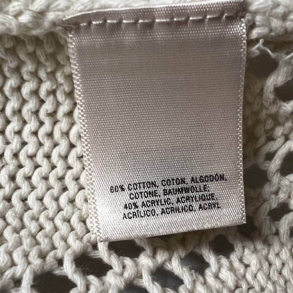 Angel of the North Anthro Cream Pointelle Cardigan Size Small Dolman Sleeve - Picture 6 of 8
